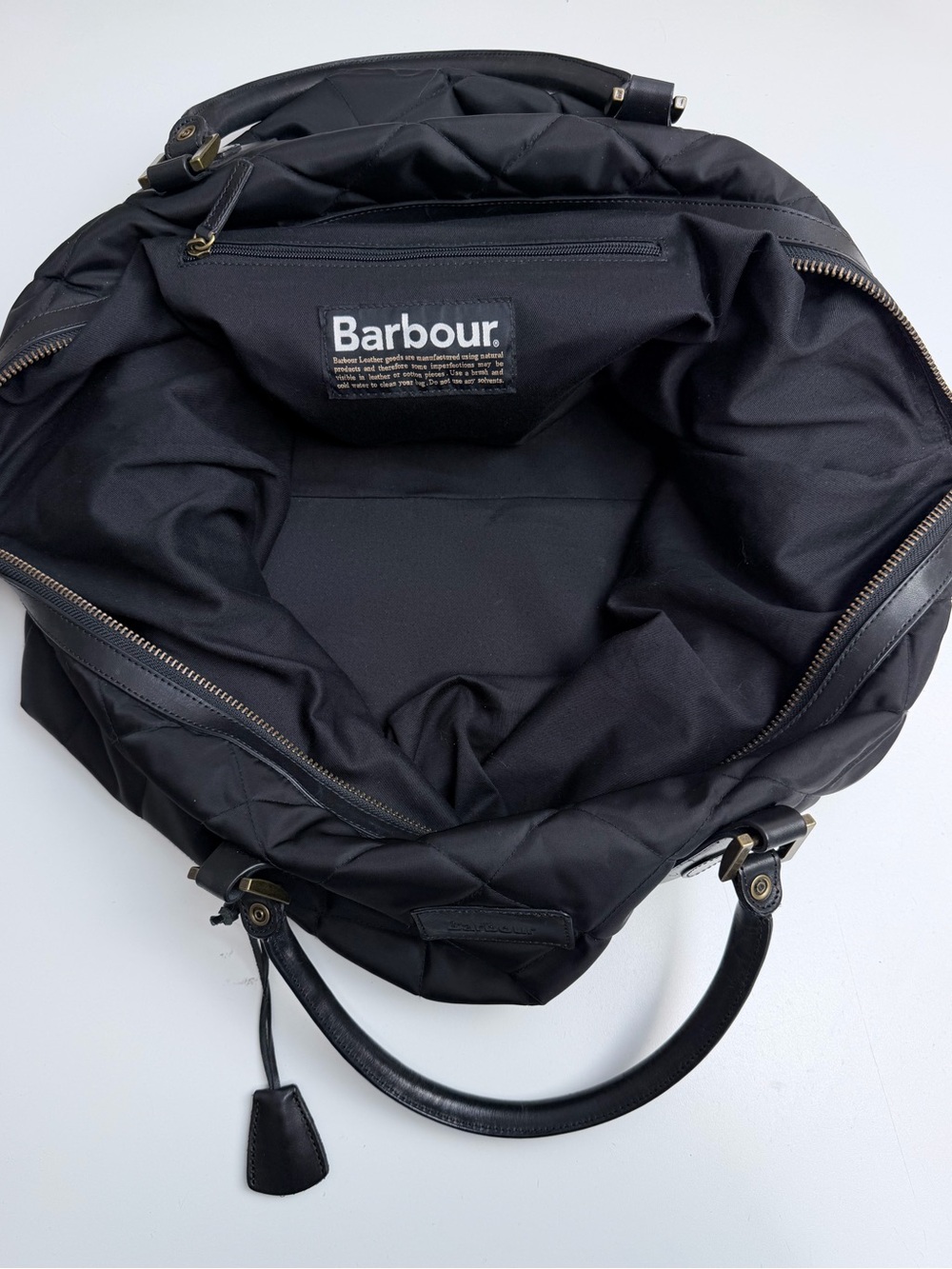 Barbour Weekender Unisex Tote Bag Duffel Black NO Long Strap - Picture 4 of 12